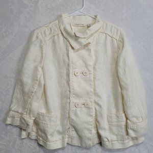 Coldwater Creek Women's Sz S Cream Linen Double Button Lagenlook Casual Jacket